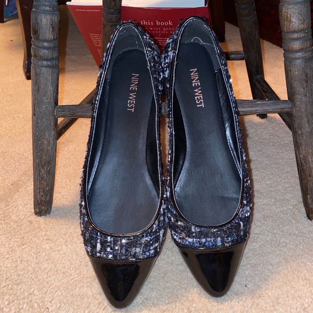 “Sabineo” Tweed & Patent Flats